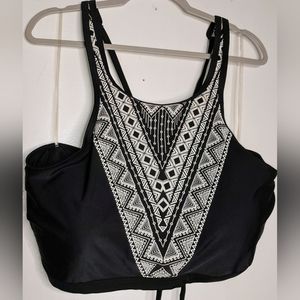 Time and Tru 3XL Black Halter Top Strappy Bathing Suit Top